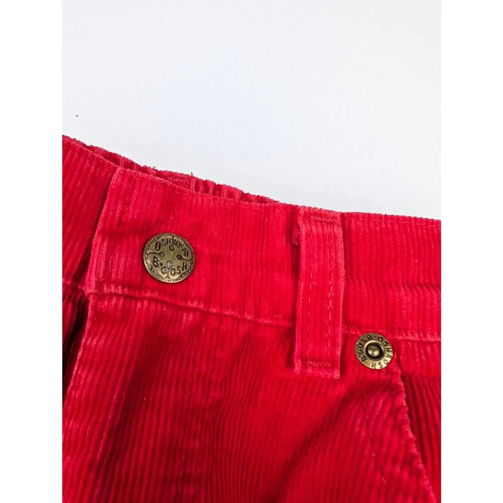 Vintage Oshkosh B'Gosh Toddler 4T Red Corduroy Pants Made in USA